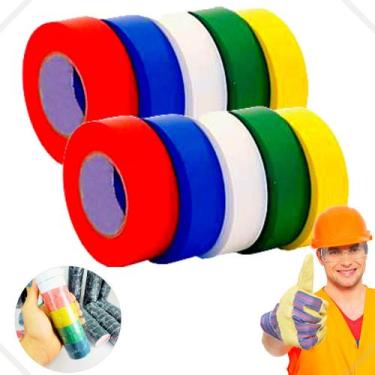 Imagem de 10 Rolos Fita Isolante Colorida 50 Metros Anti Chamas