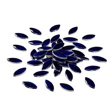 Imagem de 70 peças de azulejos de cerâmica de pétalas, mosaico de cerâmica a granel peças de mosaico de pedra de piso, artesanato para fabricação de suprimentos para decoração de mesa de vaso de chão de casa ao ar livre - azul escuro