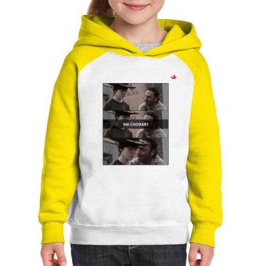 Imagem de Moletom Infantil Vai chorar - Foca na Moda, Branco, Amarelo, 12