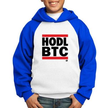 Imagem de Moletom Infantil Hodl BTC - Foca na Moda, Branco, Azul, 12