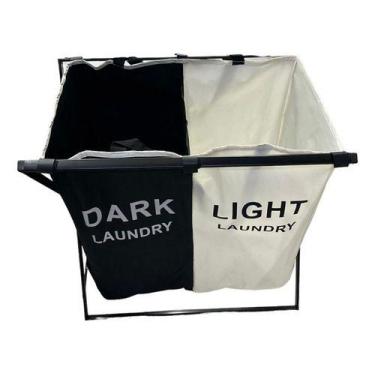 Imagem de Cesto Organizador De Roupas 2 Divisões Dobrável - oem, Cinza