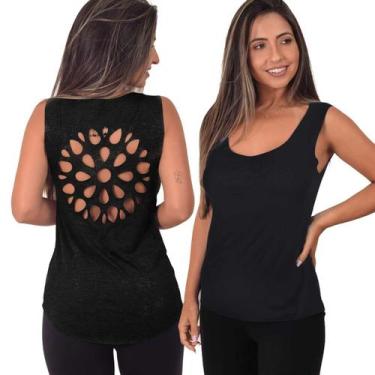 Imagem de CAMISETA FITNESS Feminina Regata de academia Blusa RECORTE A LASER MAN