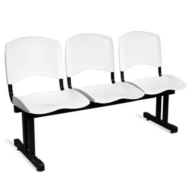Imagem de Longarina Plástica 3 Lugares A/E Branco Lara - Shop Cadeiras