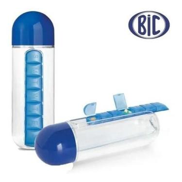 Imagem de Garrafa Agua Squeeze Com Porta Comprimiidos Capsula Piluula - BIC