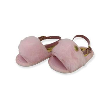Imagem de Sandália Pelúcia Rosa Bebê Menina Bicho de Pé Baby, Rosa, 20