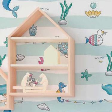 Imagem de Papel de Parede Adesivo Infantil Sereias no Mar N018047 - Adesivo BR