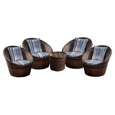 Imagem de Conjunto de Poltronas Fibra Sintética Bola - 4 Poltronas + 1 Mesa Cent