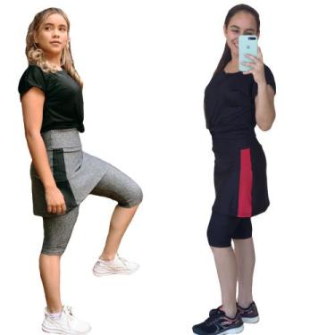 Imagem de Kit com 2 Shorts  Saia Fitness Moda evangélica - Flor do Cerrado, Pret