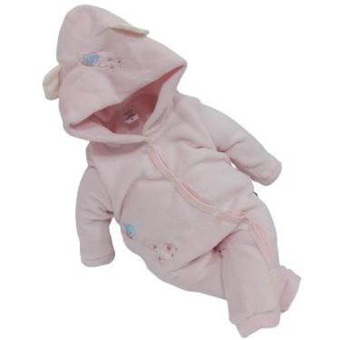 Imagem de Macacão Longo Plush Bebê Menina Inverno Capuz Bordado 2180 - AG Baby, 