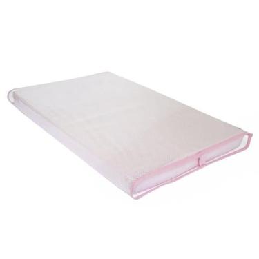 Imagem de Trocador De Bebê Rosa Poá Com Viés Rosa Menina - Potinho de Mel