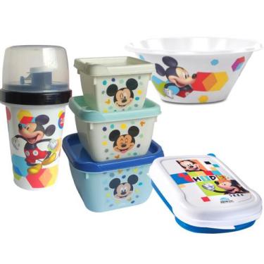 Imagem de Kit Infantil Lancheirinha Mickey Porta Lanche Alimentação - Plasutil