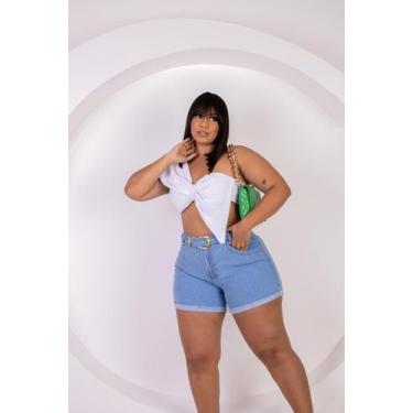 Imagem de Shorts Jeans Mon Claro Plus Size Cintura Alta com cinto - Explosa da m