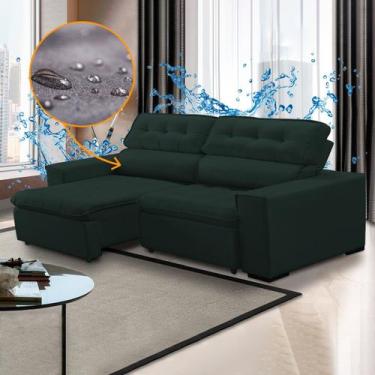 Imagem de Sofá 4 Lugares Retrátil Impermeabilizado Chicago 230 Cm Veludo Verde -