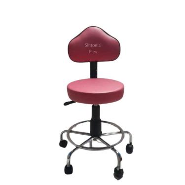 Imagem de Cadeira secretaria Verona  com regulagem de altura a gás - base de ferro e apoio para os pés cromada Rosa Bebe