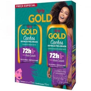 Imagem de Shampoo e Condicionador Niely Gold Cachos Definição Prolongada Óleo de Linhaça + Manteiga de Karité