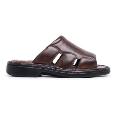 Imagem de Sandália masculina antistresse ortopédica conforto couro - Flex Naturi