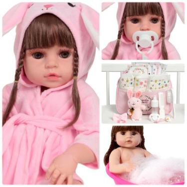 Imagem de Boneca Tipo Reborn 100% vinil Siliconado Enxoval Completo - Cegonha Re