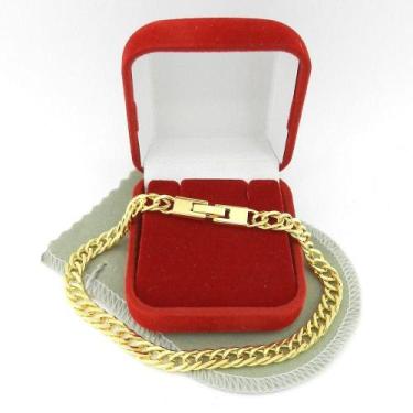 Imagem de Pulseira Masculina 22cm 6mm Largura Folheado Ouro 18k PL440 - WNBIJOUT