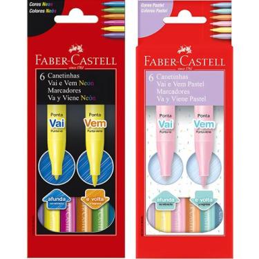 Imagem de Canetinha Hidrocor Neon Pastel FABER CASTELL Vai E Vem 12 - Faber-Cast