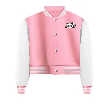 Imagem de Jaqueta Cropped Moletom Panda Feminina Colegial - Calttony, P, Rosa be