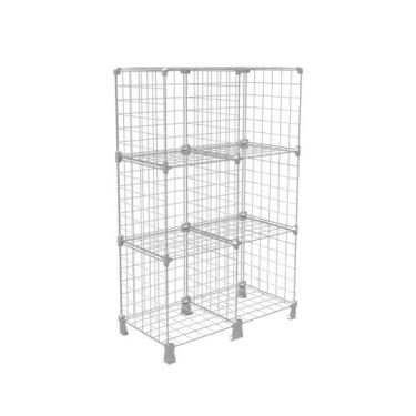 Imagem de Estante Balcão Expositor Aramado 6 Nichos Branco Prateleira de Aço Org