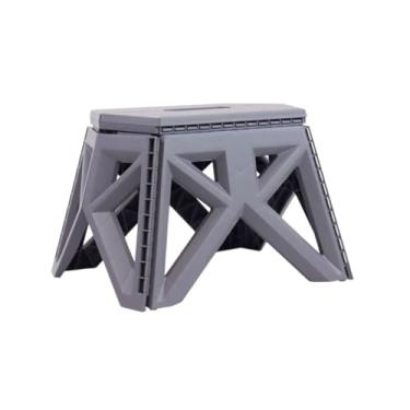 Imagem de Banquinho Dobrável Portátil Plástico Resistente Cinza