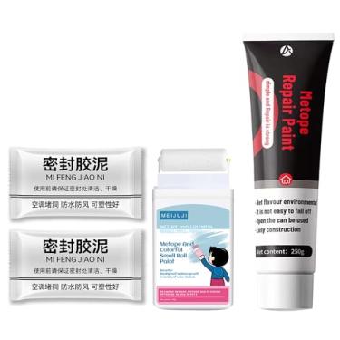 Imagem de Ferramenta de pintura de parede branca portátil, kit de reparo de drywall, kit de remendo de reparo de parede de 4 peças, reparo de furos de ar condicionado, remove efetivamente manchas de parede,