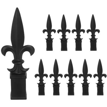 Imagem de ZXNhome 10 peças de remates de cerca de metal para 1,9 cm - Fleur De Lis Liga de Alumínio Preto Finial Fence Topper Fence Caps Pontas de Lança Tampas de Poste para Quintal Jardim Gramado Ferro Piquete