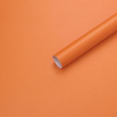 Imagem de Ismoon Papel de parede laranja para contato laranja papel de parede moderno cor sólida papel de parede autoadesivo removível papel de parede texturizado para armários de banheiro decoração de bancadas