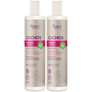 Imagem de Kit 2 Shampoo Nutritivo Cachos Apse Apice Limpeza Suave Vegano Cabelo Sem Sulfato 300ml