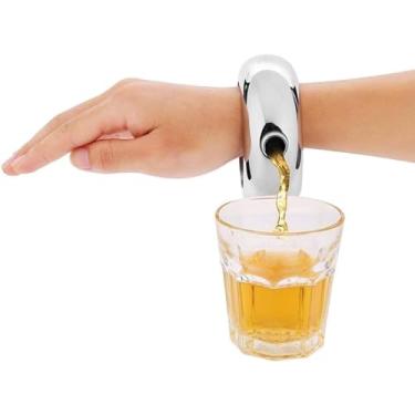 Imagem de (Prata) - Comfysail 100ml de aco inoxidavel liso portatil pulseira quadril frasco para armazenamento de uisque / alcool