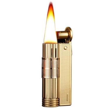 Imagem de Isqueiro, dourado, isqueiro de querosene, recarregável, chama à prova de vento, lindamente projetado, vela, adequado para presentes de aniversário para pais e maridos masculinos (ouro)
