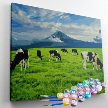 Imagem de Kit Pintura Terapêutica - Vacas no Pasto - Tintas e Pincéis - Maue Art