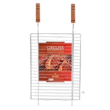 Imagem de Grelha Dupla Churrasco Carnes Aves Peixes Legumes 36X50Cm