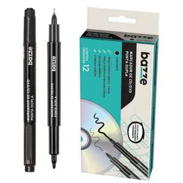 Imagem de Caixa Marcador Permanente Duplo Bazze - Preto 12 Unidade