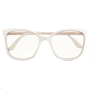 Imagem de Armação de Óculos de Grau Retangular, Unissex, Preto com Hastes Metálicas (Branco)