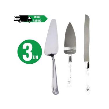 Imagem de Kit 3 Espátulas em Aço Inox Para Bolo Tortas Corta Servir - NoBrand, M