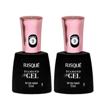 Imagem de Kit 2 Risque Diamond Gel Top Coat Fixador 9,5ml Extra Brilho.