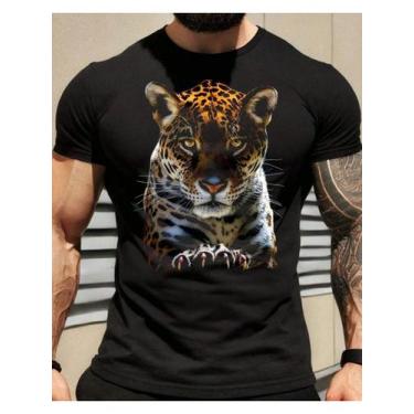 Imagem de Camiseta Masculina Selvagem - Estampa de Onça em Algodão Preto - NoBra