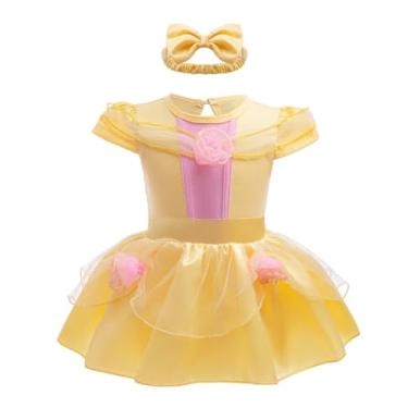 Imagem de Dressy Daisy Macaquinho infantil de princesa para meninas, fantasia de Halloween, body com faixa de cabeça, tamanho 3-6 meses