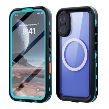 Imagem de MRUOZRUI Capa magnética transparente para iPhone 16 à prova d'água à prova de poeira, protetor de lente de câmera de tela integrado, proteção total do corpo, resistente a arranhões, anti-rachaduras,