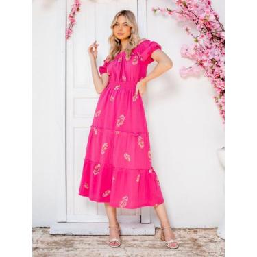 Imagem de Vestido Feminino Ombro a Ombro Algodão Premium - SML Fashion, Mulher, 