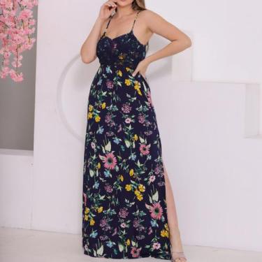 Imagem de Vestido Feminino Longo Regata Estampado Floral Casual - SML Fashion, M