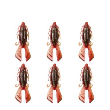 Imagem de Isca de pesca macia isca dupla T cauda adição sal peixe aditivo 9,3 g/0,32oz 89 mm isca de inseto sem-fim pacote com 6 (vermelho-1#)
