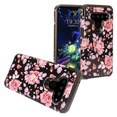 Imagem de Z-GEN - LG V50 ThinQ - Capa de telefone com imagem híbrida + película de vidro temperado, AD1 Pink Rose