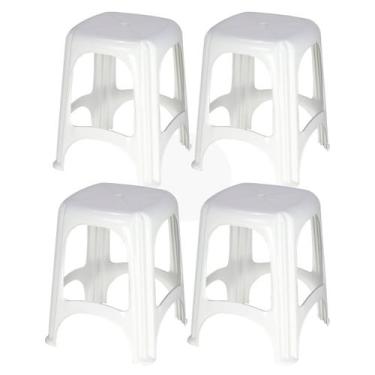 Imagem de Kit Banquetas Banco 04 Peças Niteroi Branca Tramontina - Tramontina La