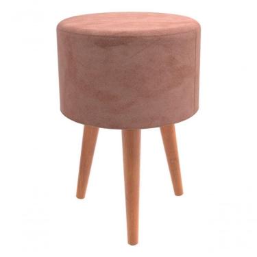 Imagem de Puff Banqueta Redondo Luxo Decorativo Retro Vintage Rosé Rosa
