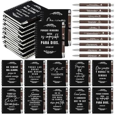 Imagem de Kosiz Conjunto de 20 presentes cristãos espanhóis em massa, inclui caderno espiral Regalos Cristianos en Español e caneta esferográfica da Bíblia para mulheres e homens, lembrancinhas de igreja na
