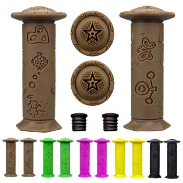 Imagem de Pegas de bicicleta infantil 2 peças - Punhos de guidão TPE ecológicos para bicicletas/triciclos/bicicletas de equilíbrio, design de desenho animado antiderrapante, alças curtas de 10,4 cm (idades 2-9