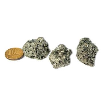Imagem de 03 Pirita Peruana 30mm Pedra Bruta Natural P/ Orgonite Atacado - Crist